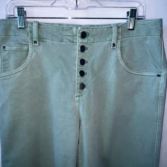 Gap High Rise Button Fly Wide-leg Crop Pants, Ashbury Green, Size 12, EUC - Picture 3 of 14